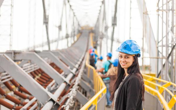 Woman in hard hat